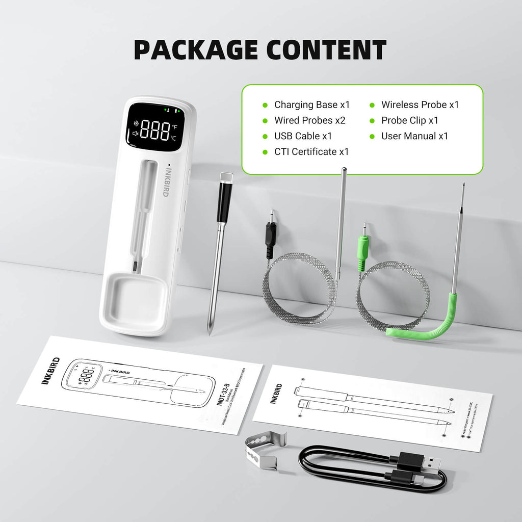 Wireless & Wired Dual-Use Meat Thermometer INDT-33-B