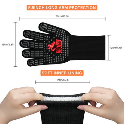 14" Heat Resistant Grilling Gloves - INKBIRD