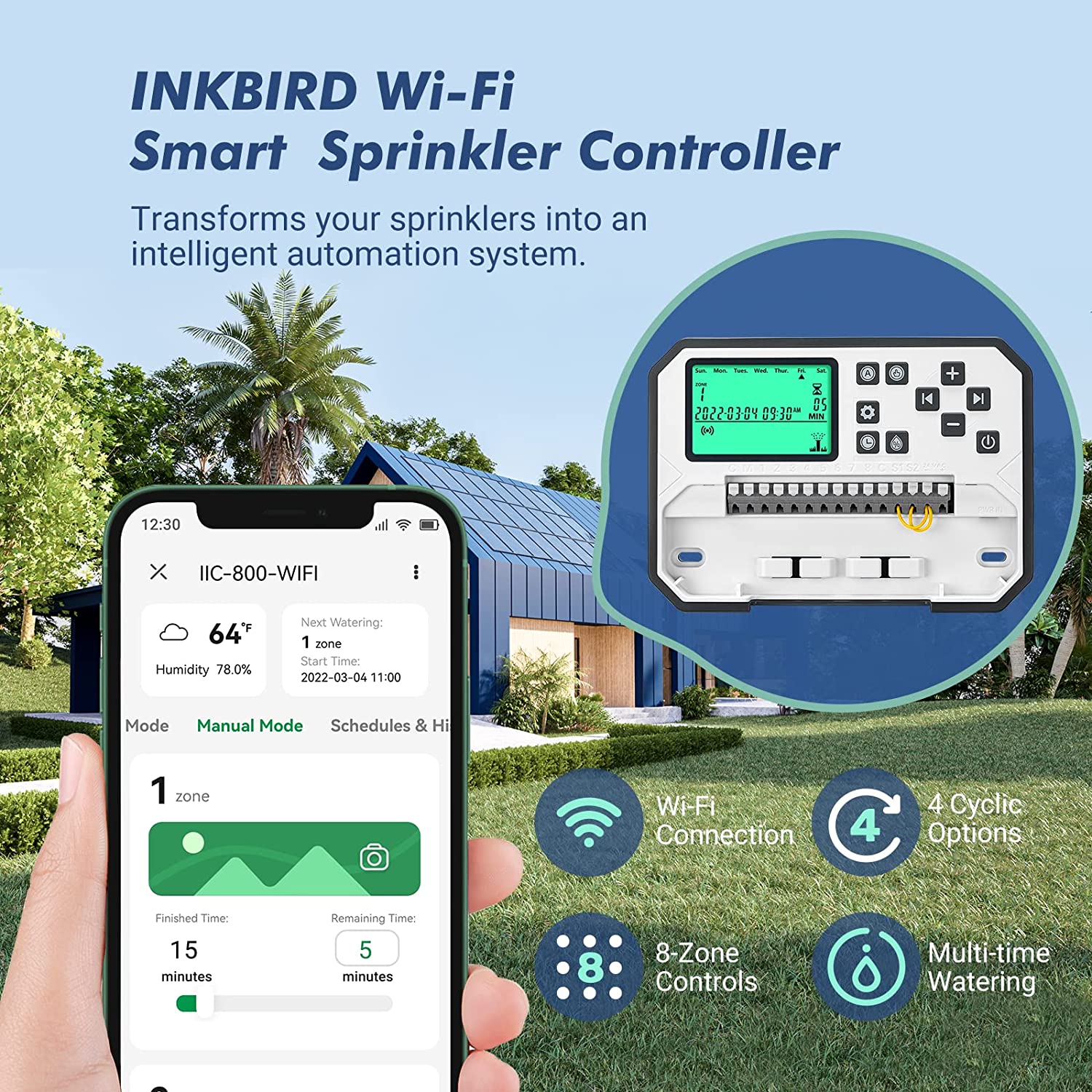 8 - Zone Sprinkler Controller IIC - 800 - WIFI - INKBIRD