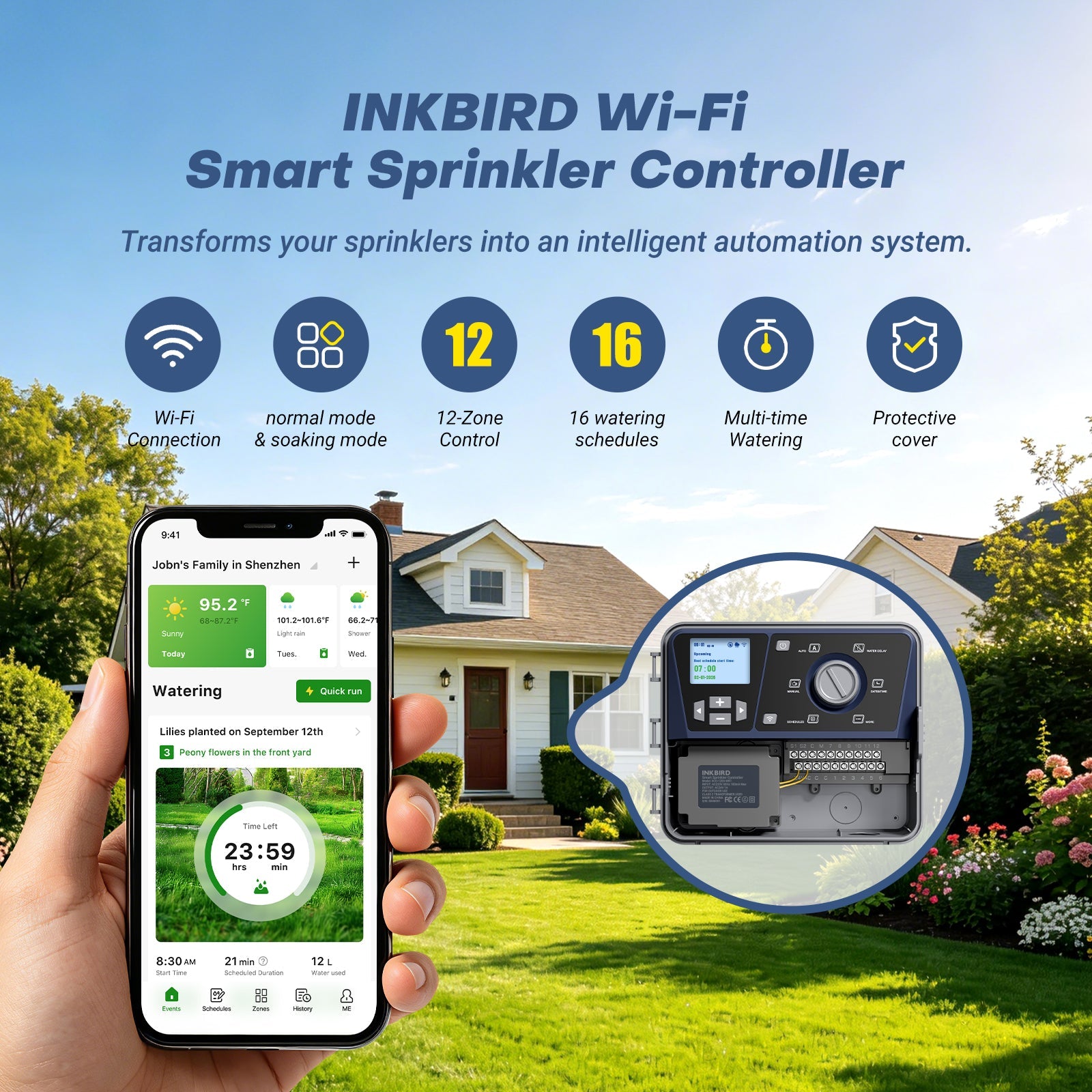 12-Zone Independent Control Sprinkler Controller IICO-1200-WIFI