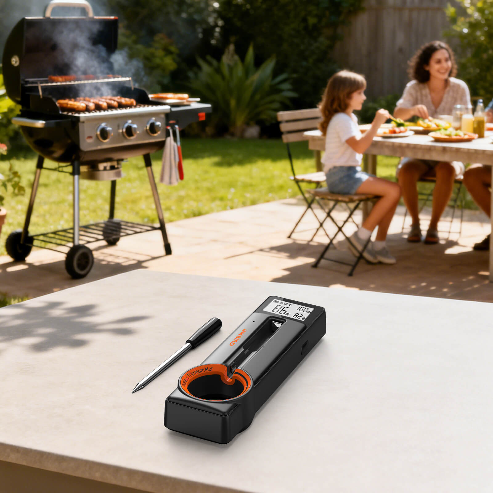BBQ Outdoor with INT-21-B Wireless Meat Thermometer