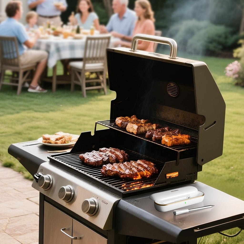 BBQ Outdoors with INT-11S-B Bluetooth Meat Thermometer