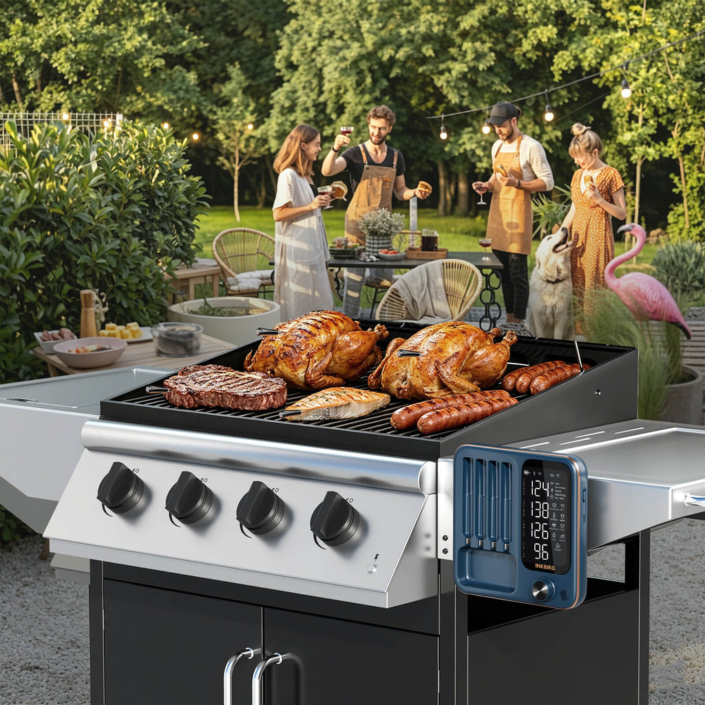Grilling Outdoors with INT-14S-BW Base Sticking on Grill