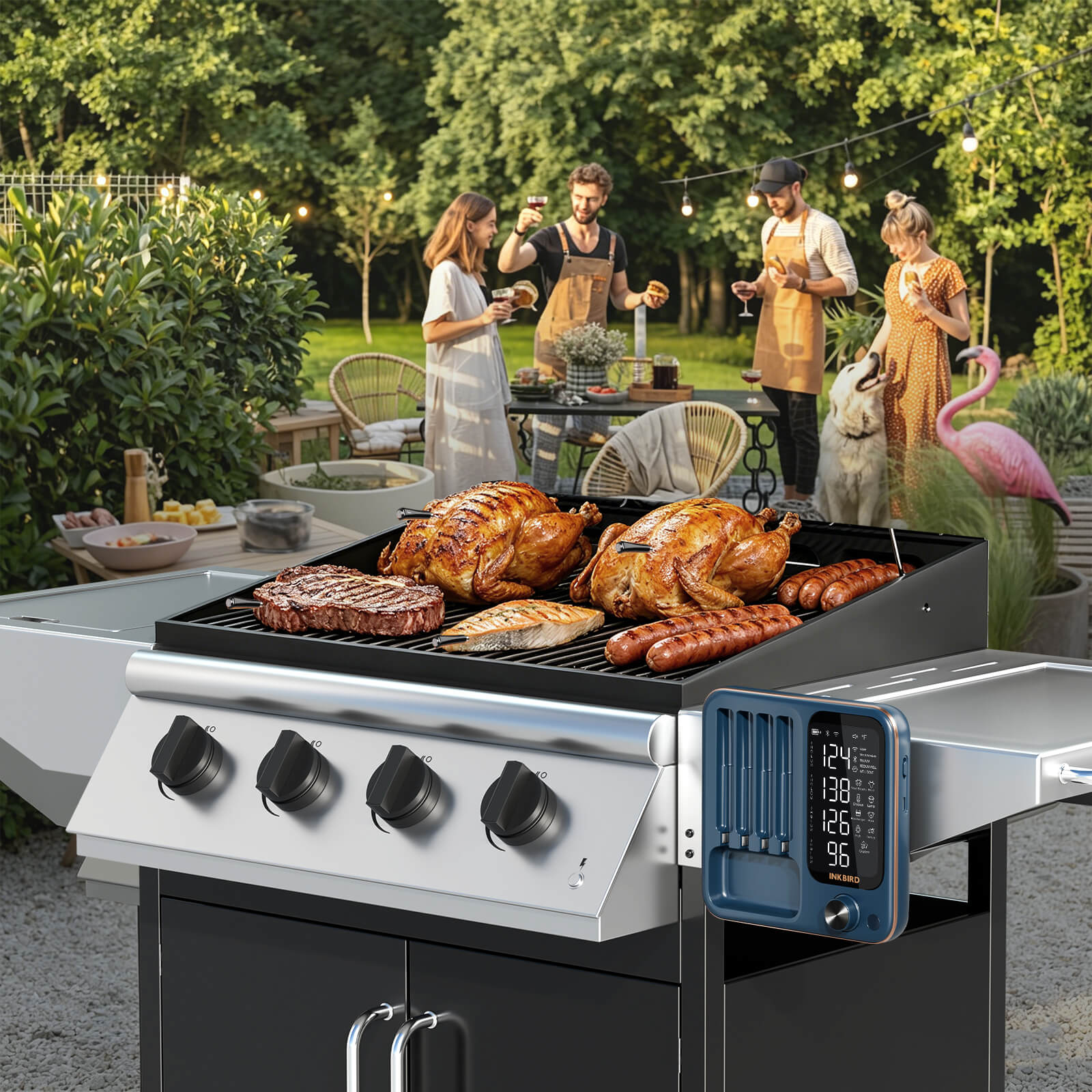 Grilling Outdoors with INT-14S-BW Base Sticking on Grill