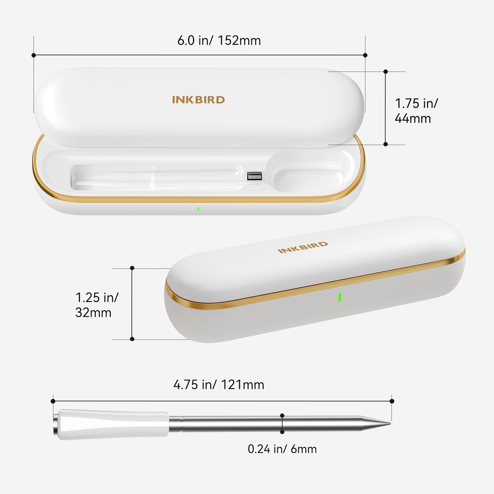 INKBIRD INT-11S-B Bluetooth Meat Thermometer Dimension