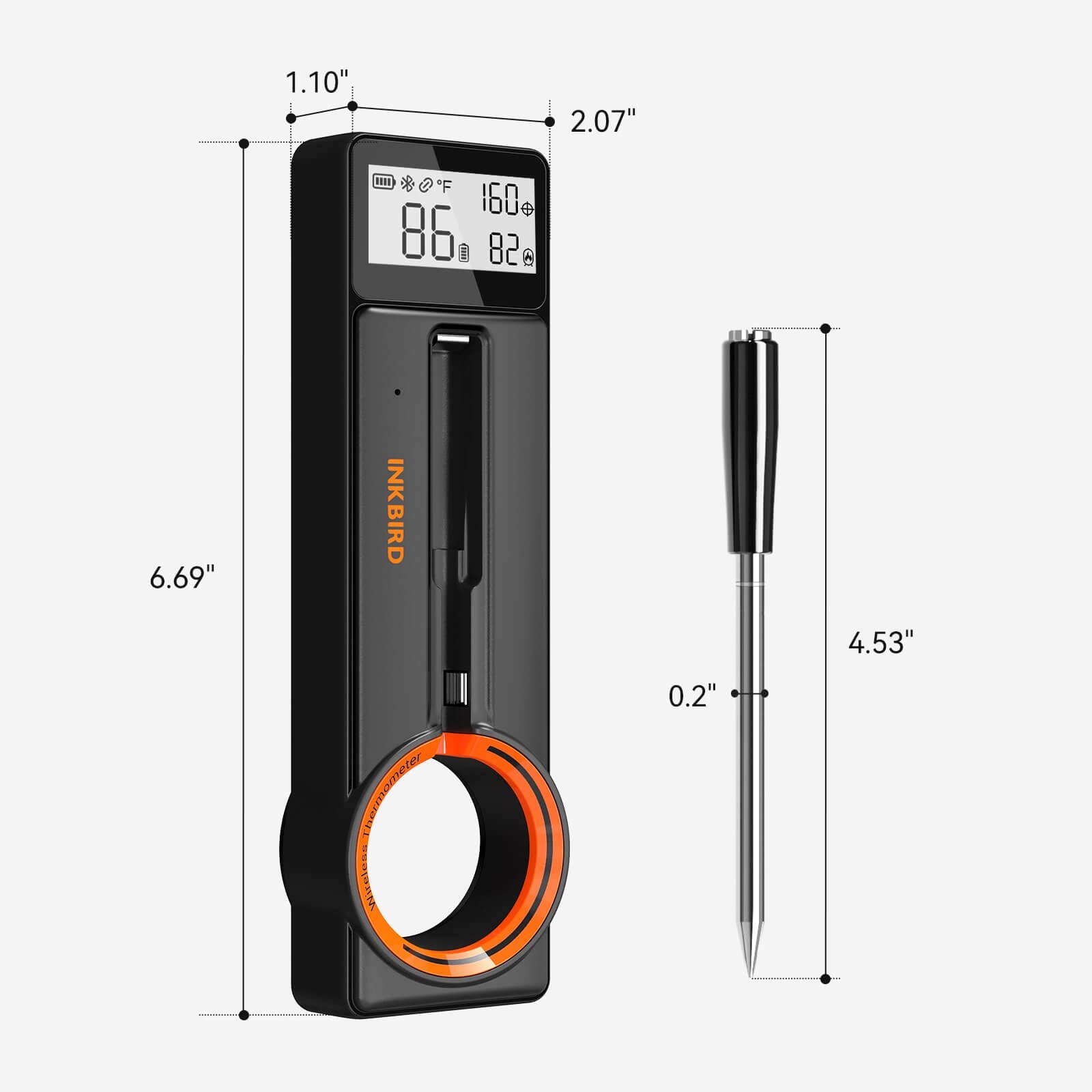 INT-21-B Bluetooth Meat Thermometer Dimension