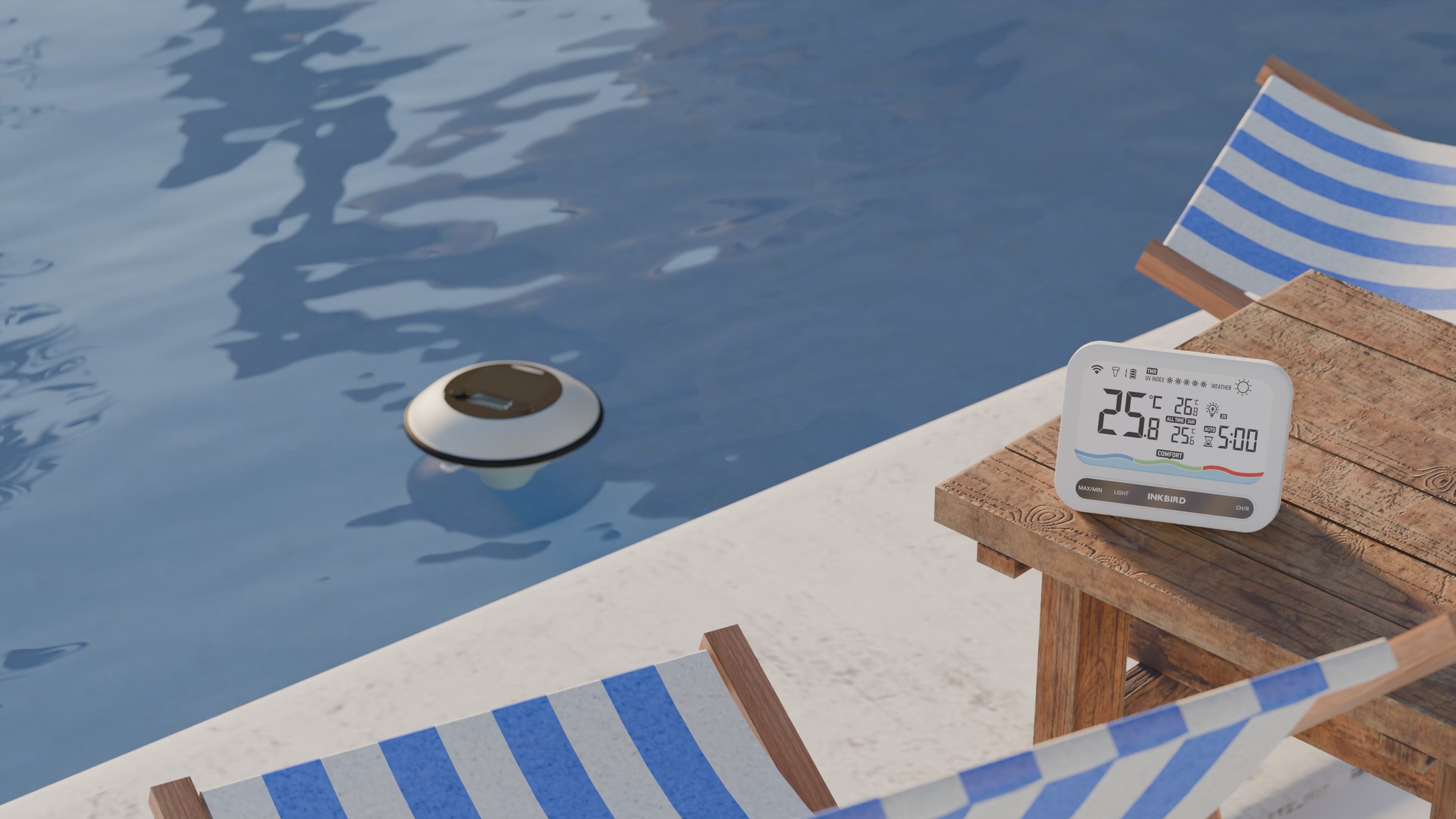 Solar Pool Thermometer IBS-P05R with Ambient Light