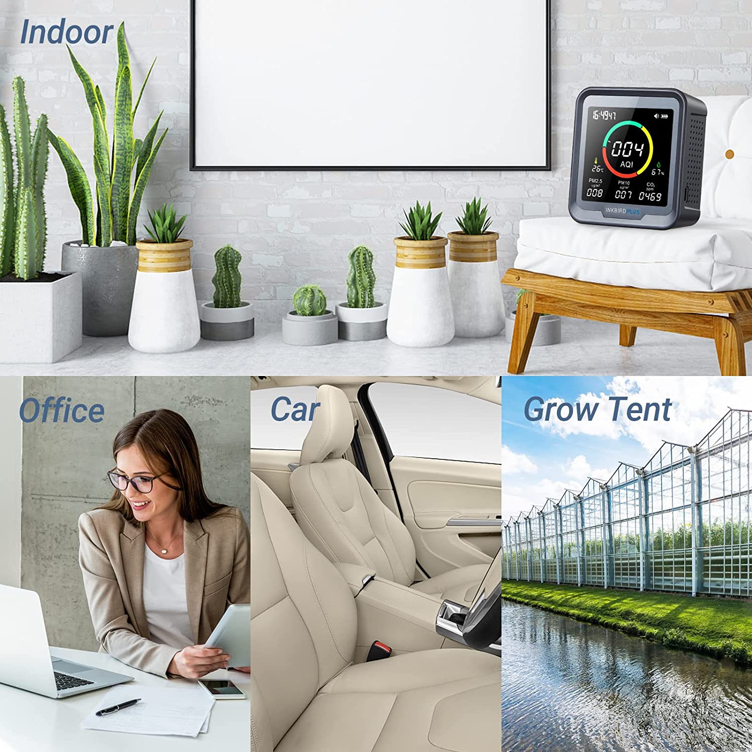 PTH-9A Air Quality Monitor for Indoor, Office, Car, and Grow Tent