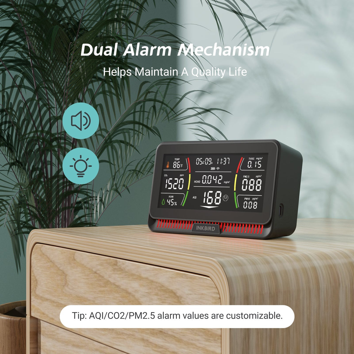 Wireless 10 - in - 1 Air Quality Monitor IAQM - 129 - W - INKBIRD