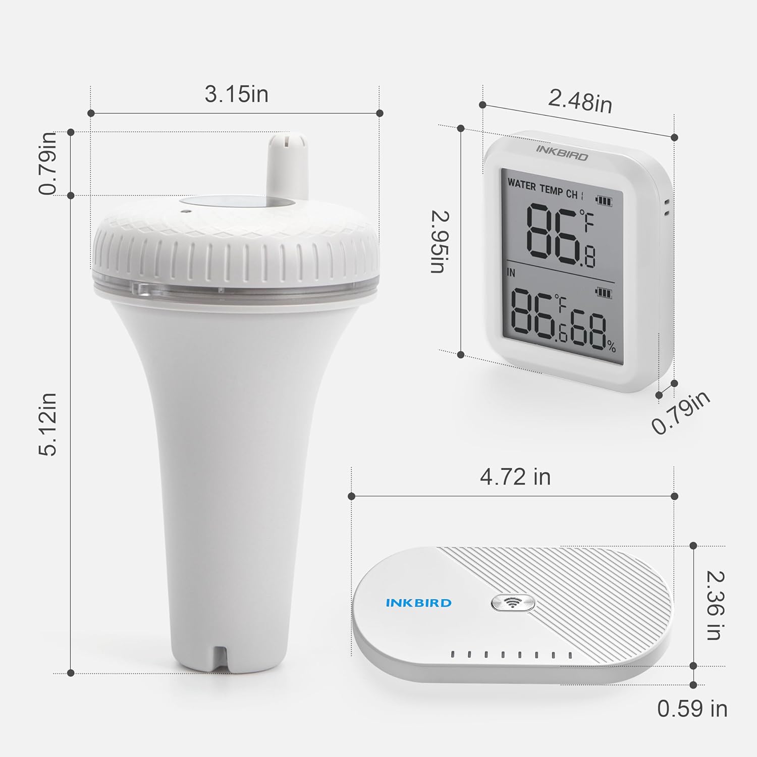 Wireless Pool Thermometer Set IBS - P01R with WIFI Gateway IBS - M1 - INKBIRD
