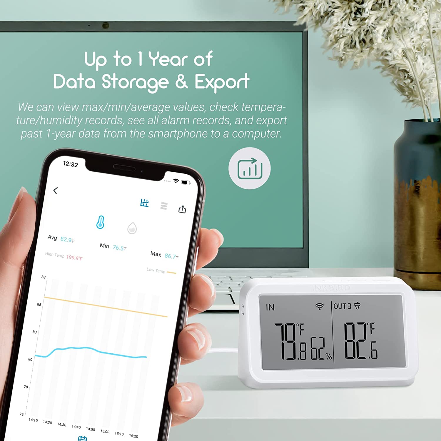 Wireless Pool Thermometer Set IBS - P02R with WIFI Gateway IBS - M2 - INKBIRD